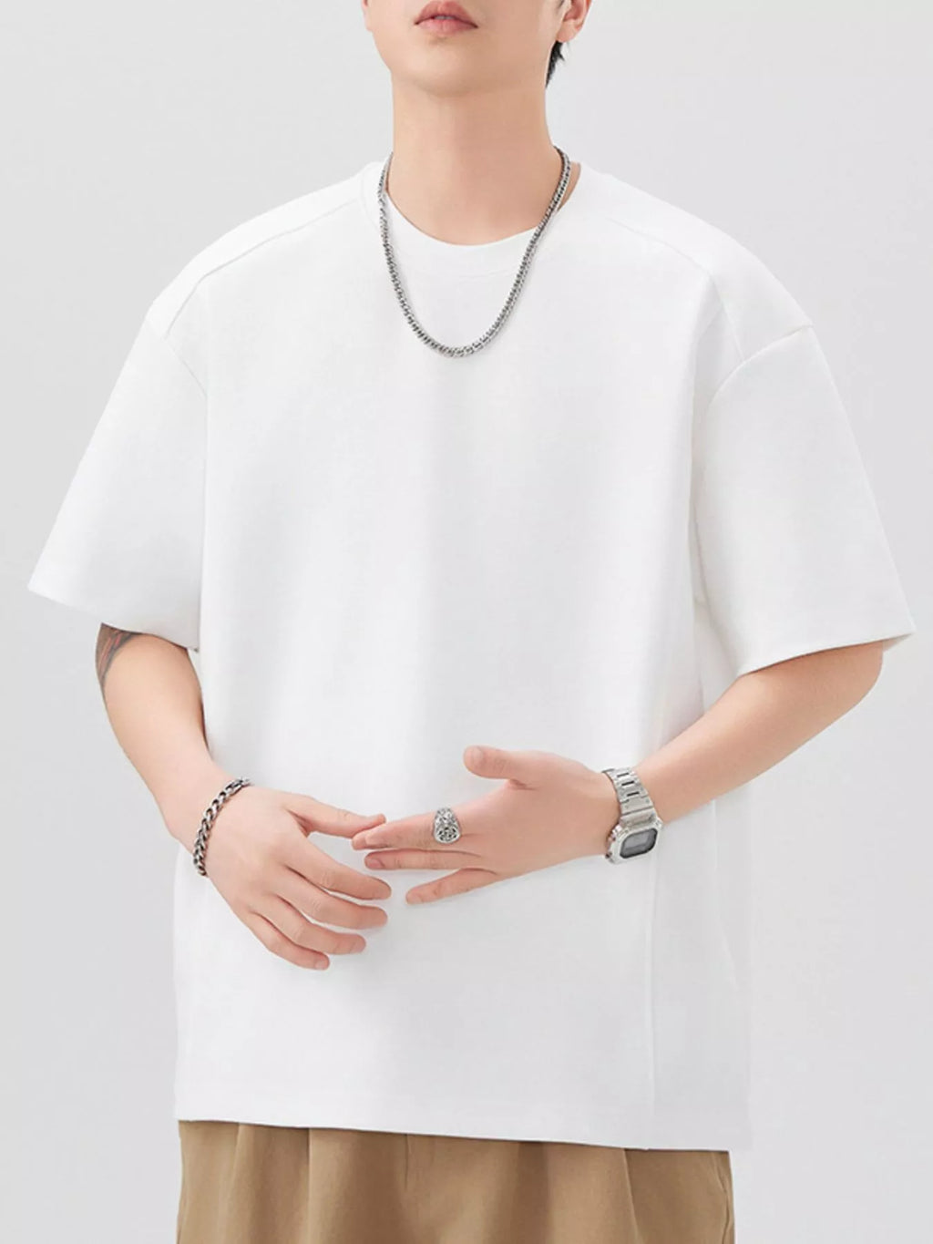 Men's Plus Size Solid Color Casual T-Shirt