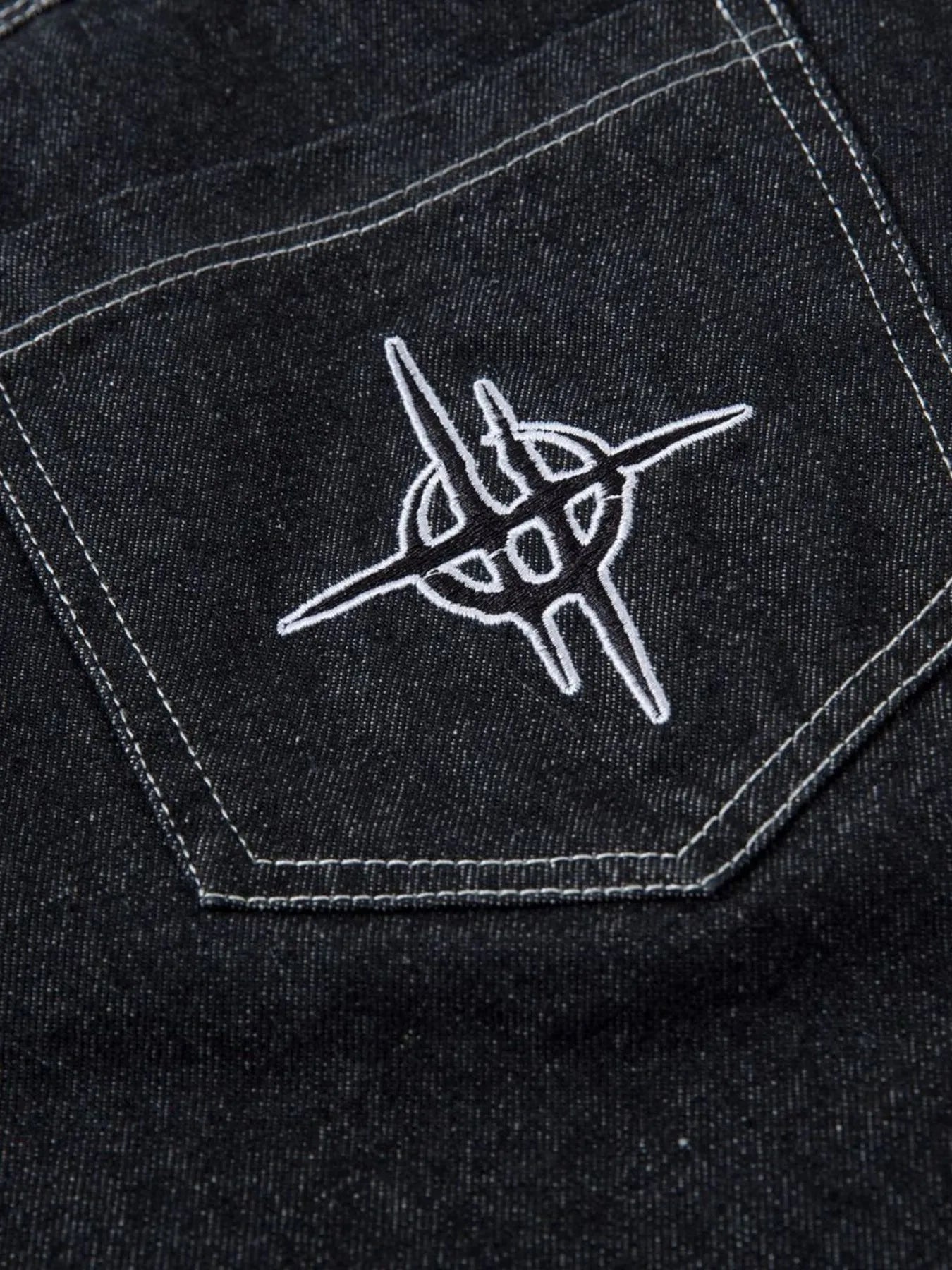 Men's Embroidered Wide Leg Baggy Jeans