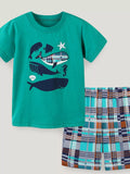 Children's Whale Print Tee and Plaid Shorts Set