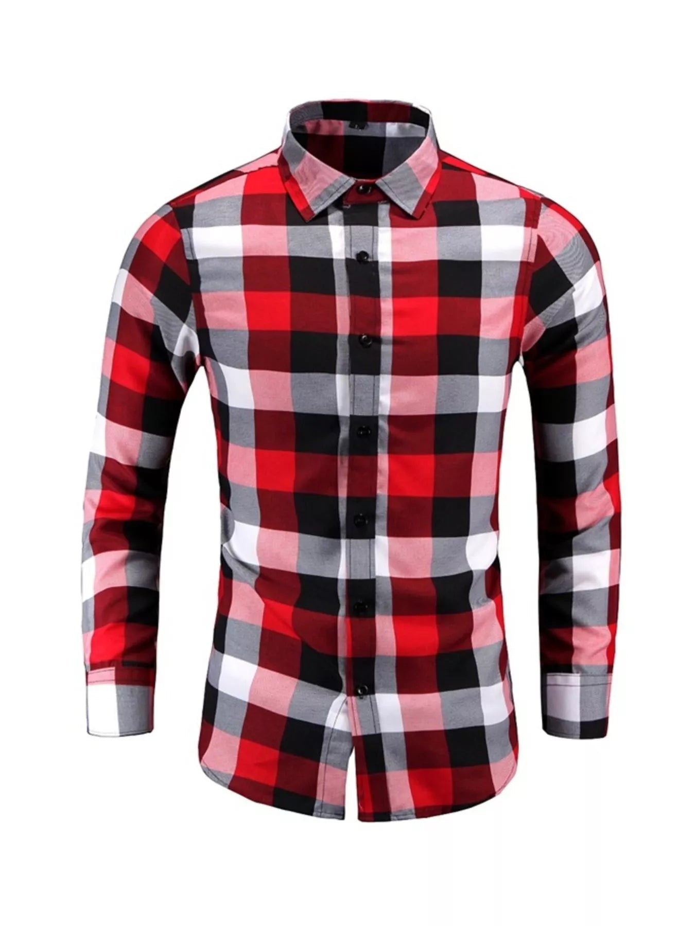Men's Plus Size Plaid Long Sleeve Shirt