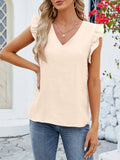 V-Neck Ruffled Sleeve Top