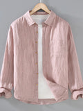 Men's Plus Size Striped Button Up Long Sleeve Shirt