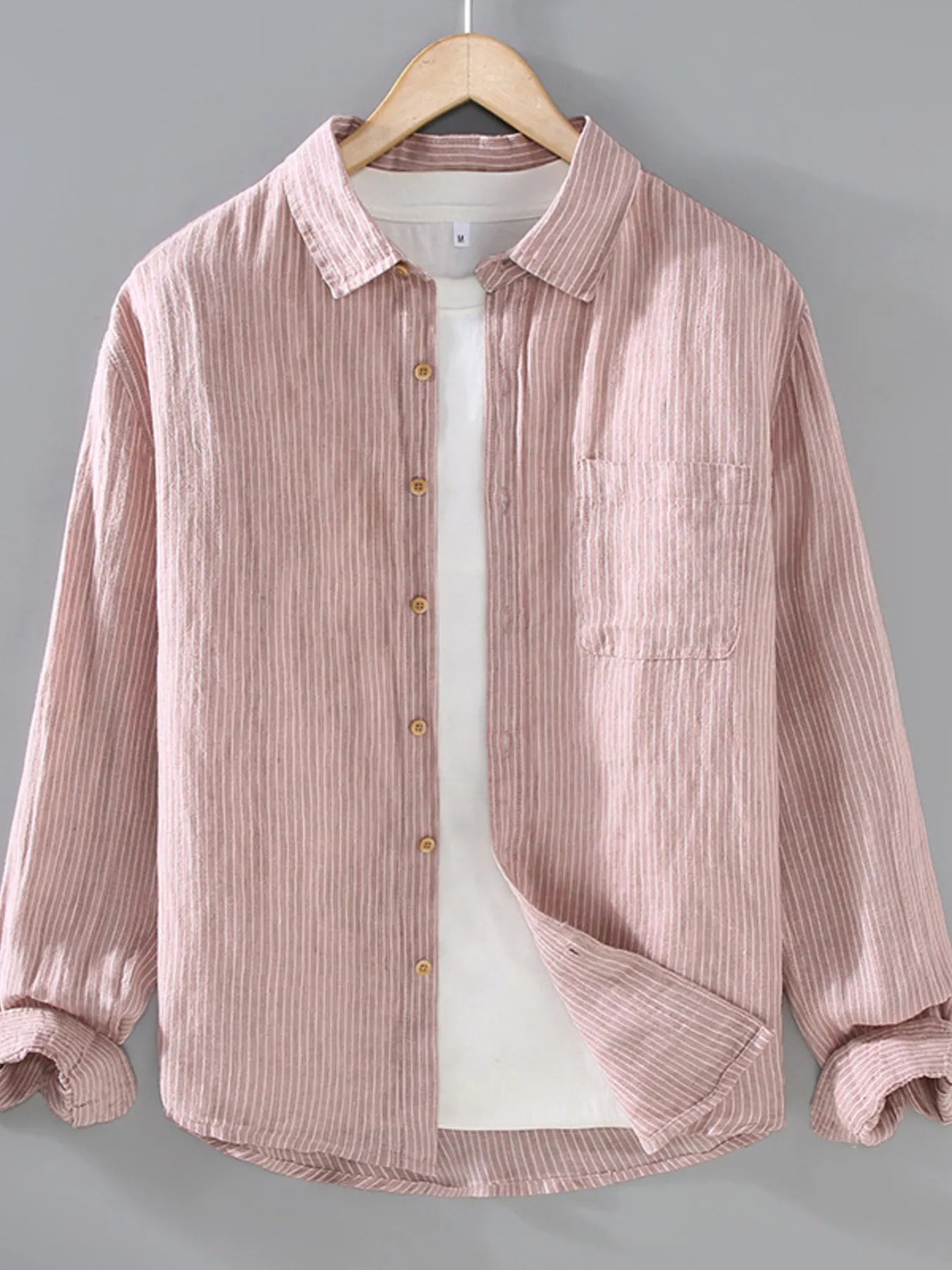Men's Plus Size Striped Button Up Long Sleeve Shirt