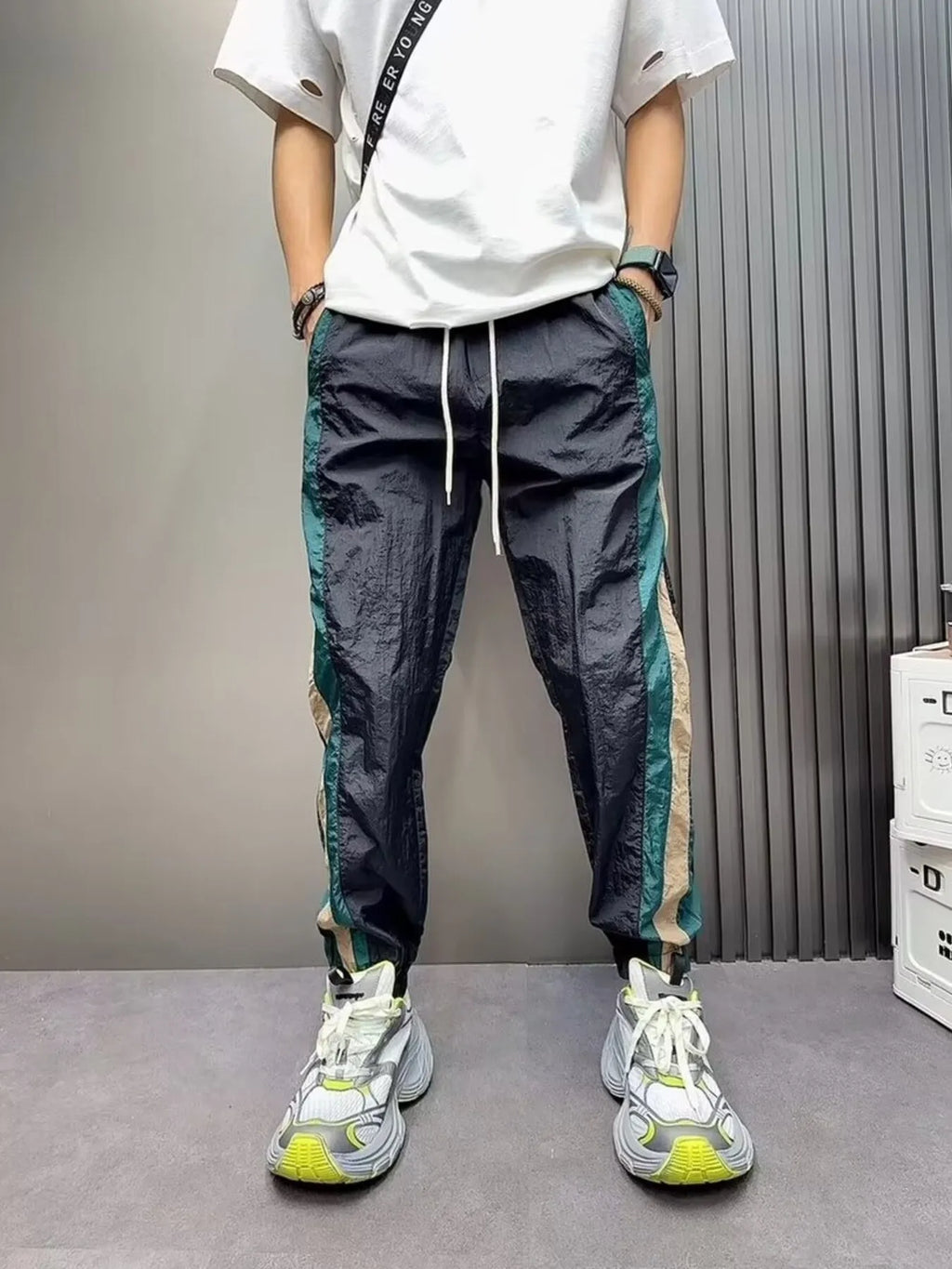 Men's Plus Size Contrast Drawstring Pants