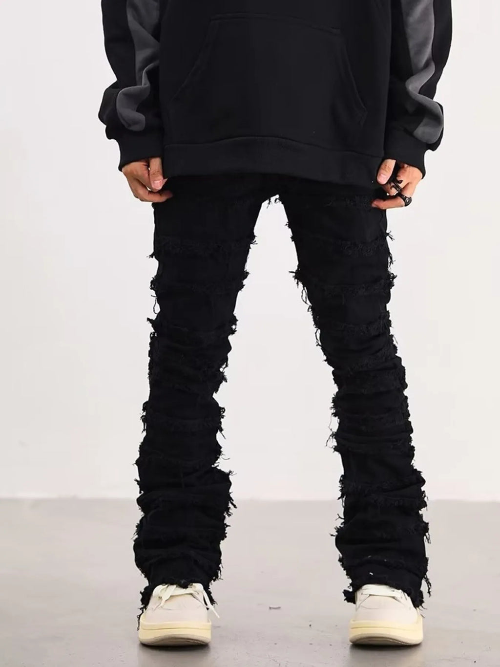 Men's Plus Size Slim Fit Frayed Hem Jeans
