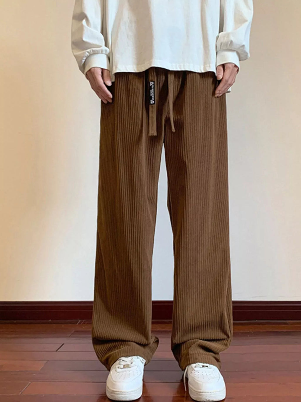 Men's Plus Size Corduroy Wide Leg Drawstring Pants