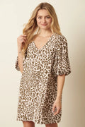 Mittoshop Animal Print Puff Sleeve Mini Dress