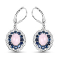 4.00 Carat Genuine Opal Pink, Blue Sapphire and White Topaz .925 Sterling Silver Earrings