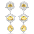 6.63 Carat Genuine Citrine and White Topaz .925 Sterling Silver Earrings