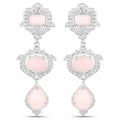 6.97 Carat Genuine Pink Opal and White Topaz .925 Sterling Silver Earrings