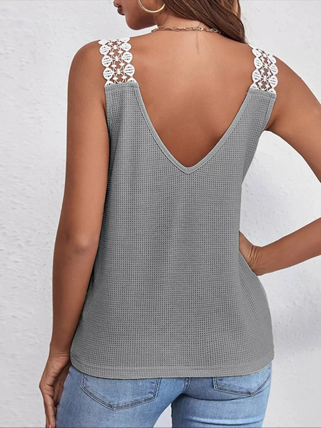 Lace Trim V-Neck Tank Top