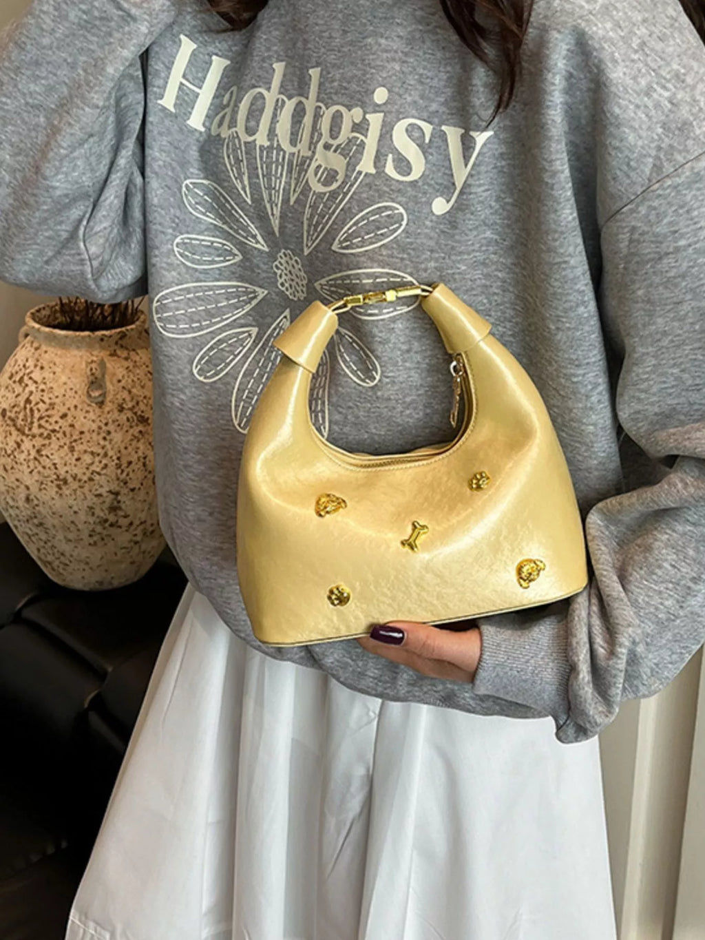 Embellished Hobo Crossbody Bag