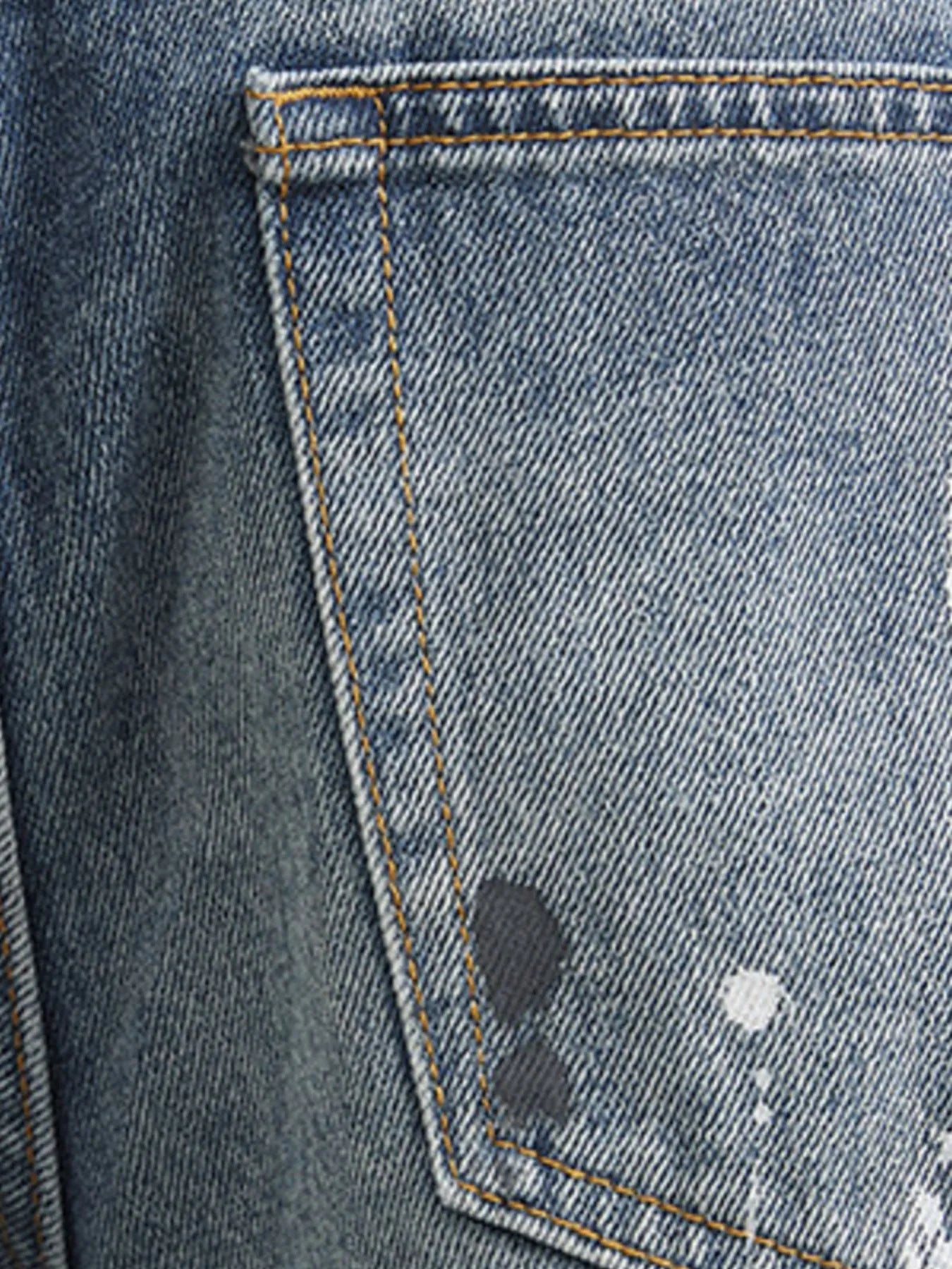 Men's Distressed Paint Splatter Relaxed Fit Jeans