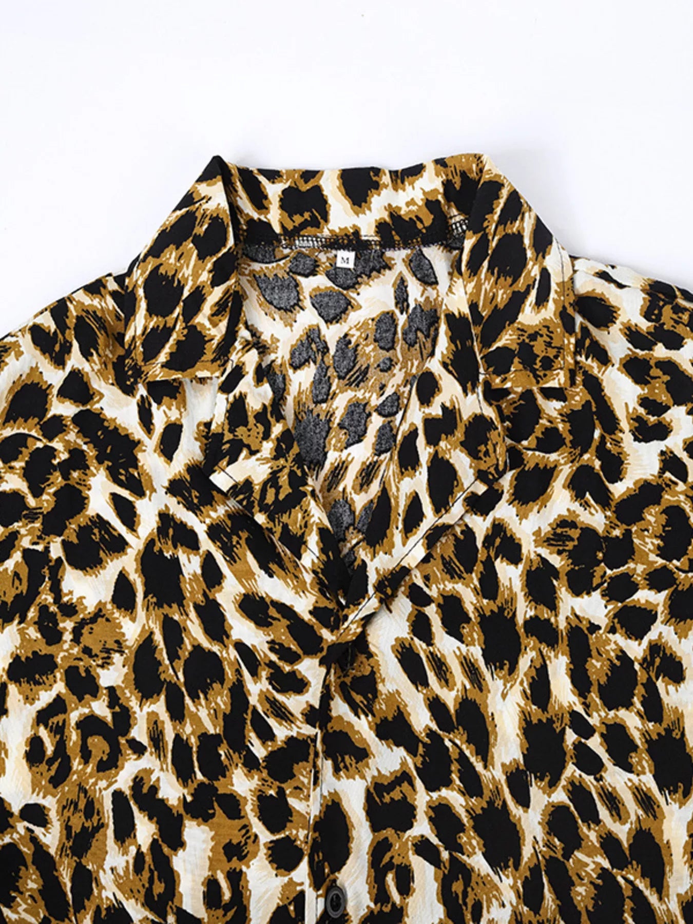 Men's Full Size Leopard Print Short Sleeve Shirt Plus Size