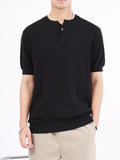 Men's Plus Size Casual Knitted Henley T-Shirt