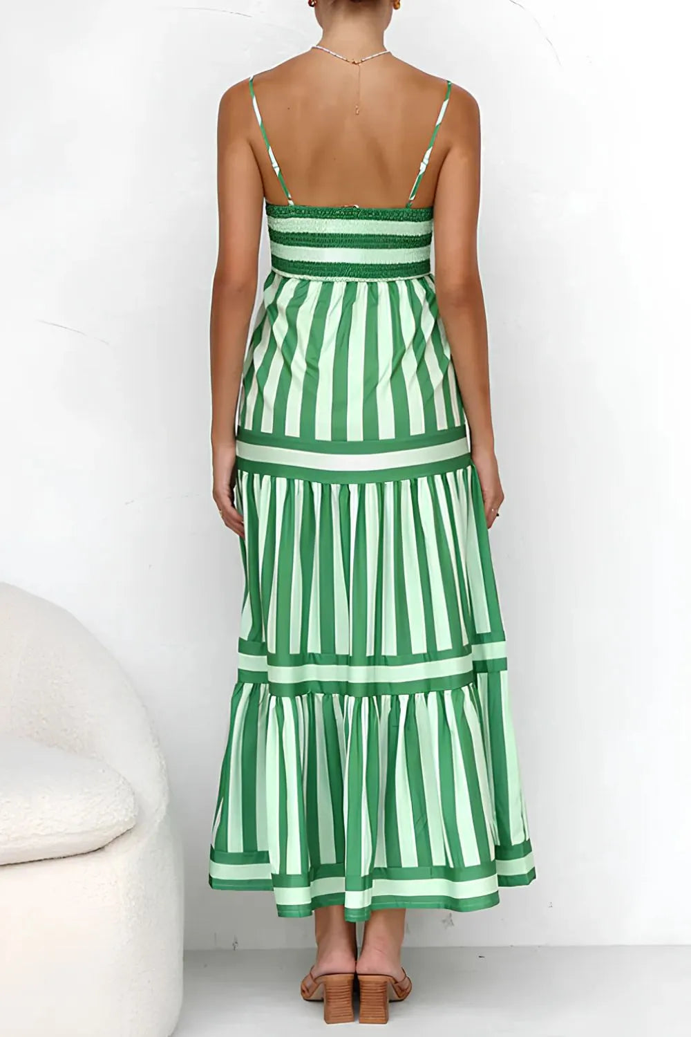 Striped Tiered Maxi Cami Dress