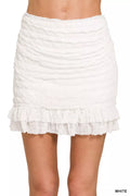 Zenana Ruched Mini Skirt with Built in Shorts