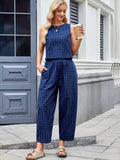Plaid Sleeveless Top and Pants Set