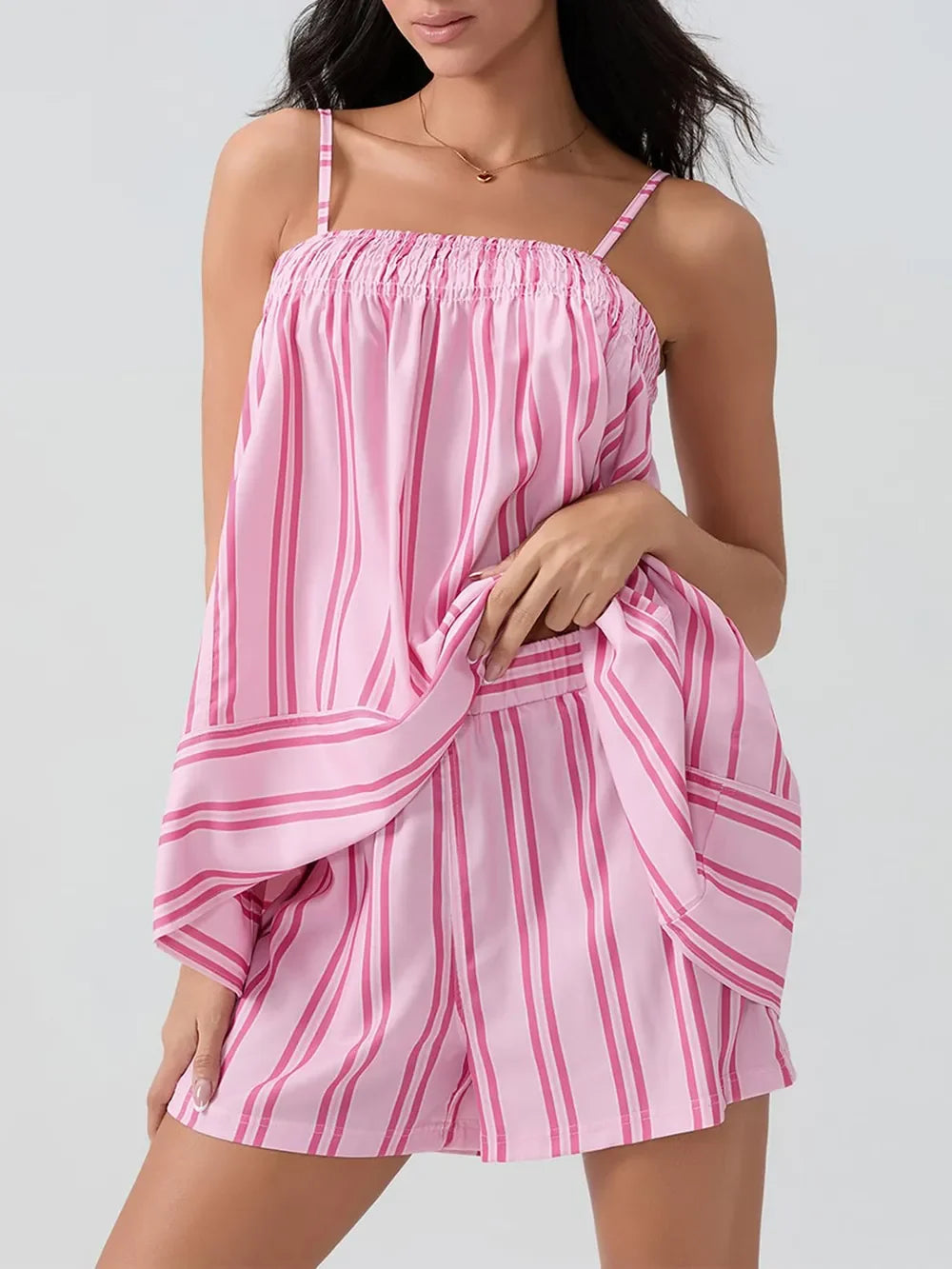 Smocked Square Neck Cami and Shorts Set