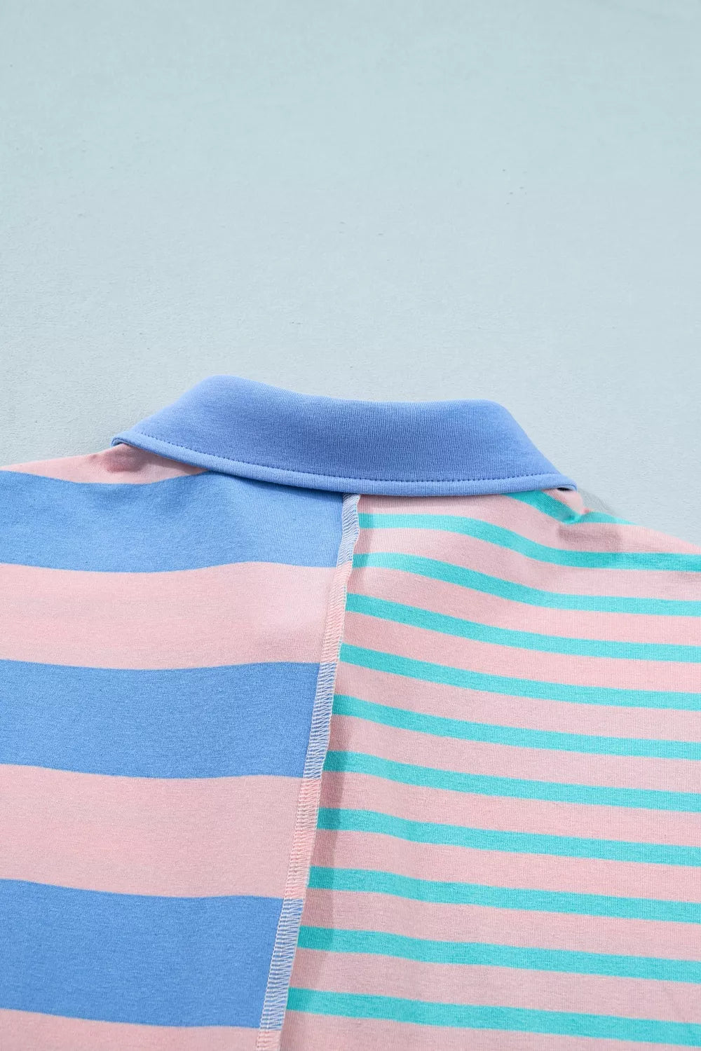 Stripe Exposed Seam Mixed Patchwork Loose Short Set