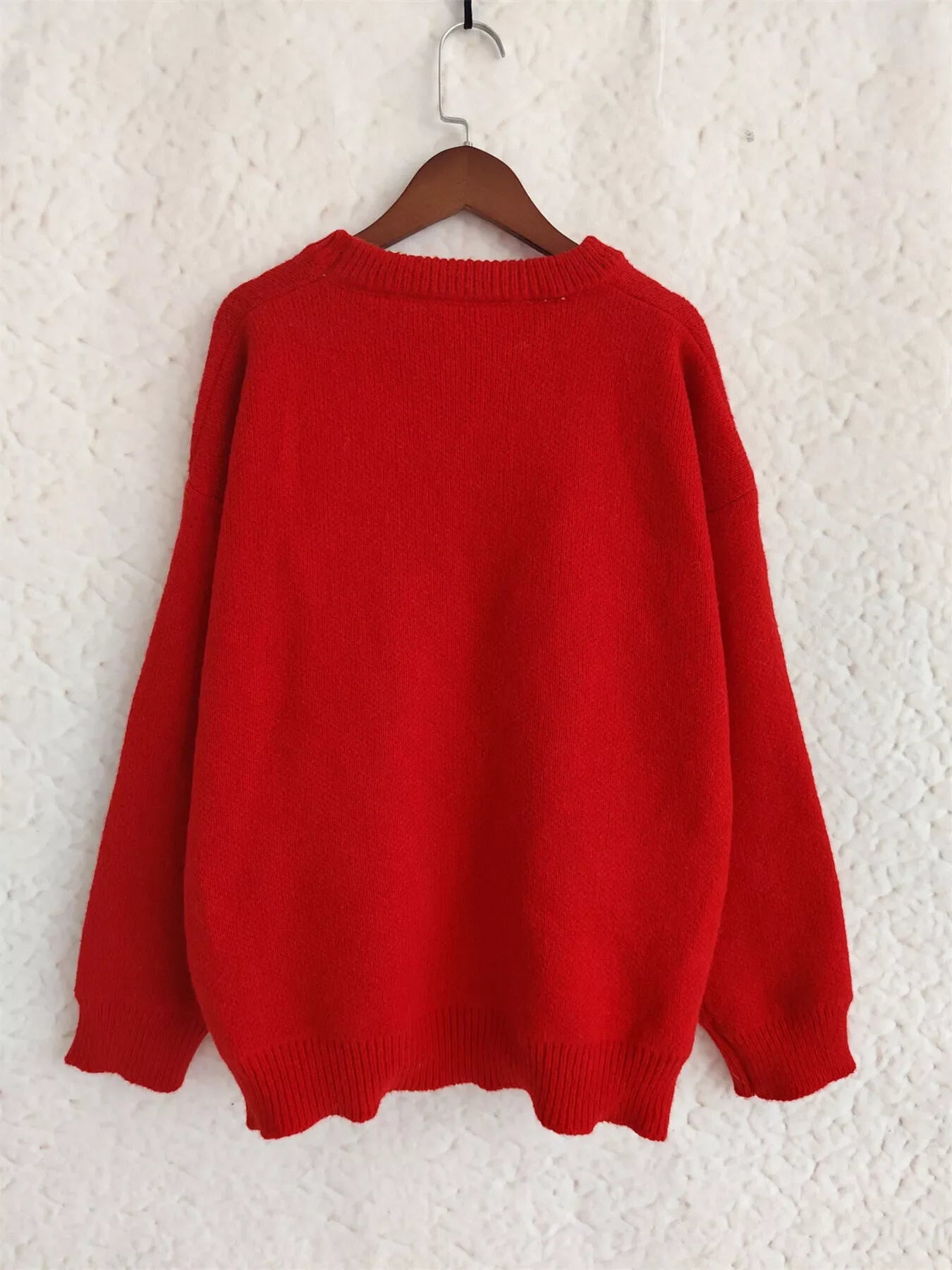 Cherry Pom-Pom Knit Round Neck Sweater