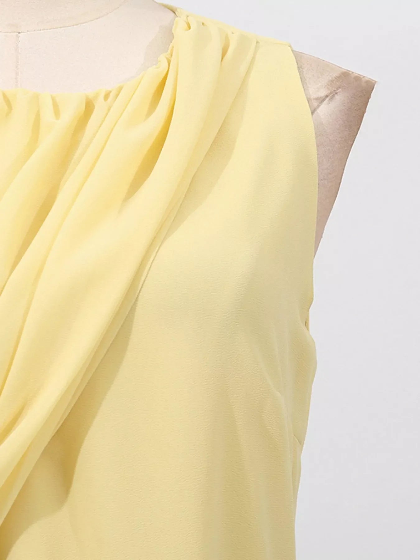 Sleeveless Ruched High-Slit Maxi Dress