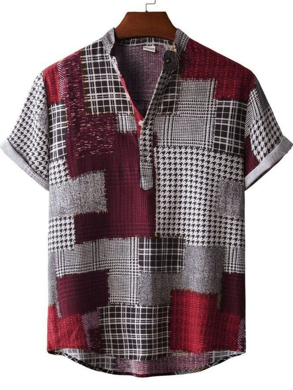 Men's Plus Size Printed Short Sleeve Casual Blouse