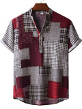 Men's Plus Size Printed Short Sleeve Casual Blouse