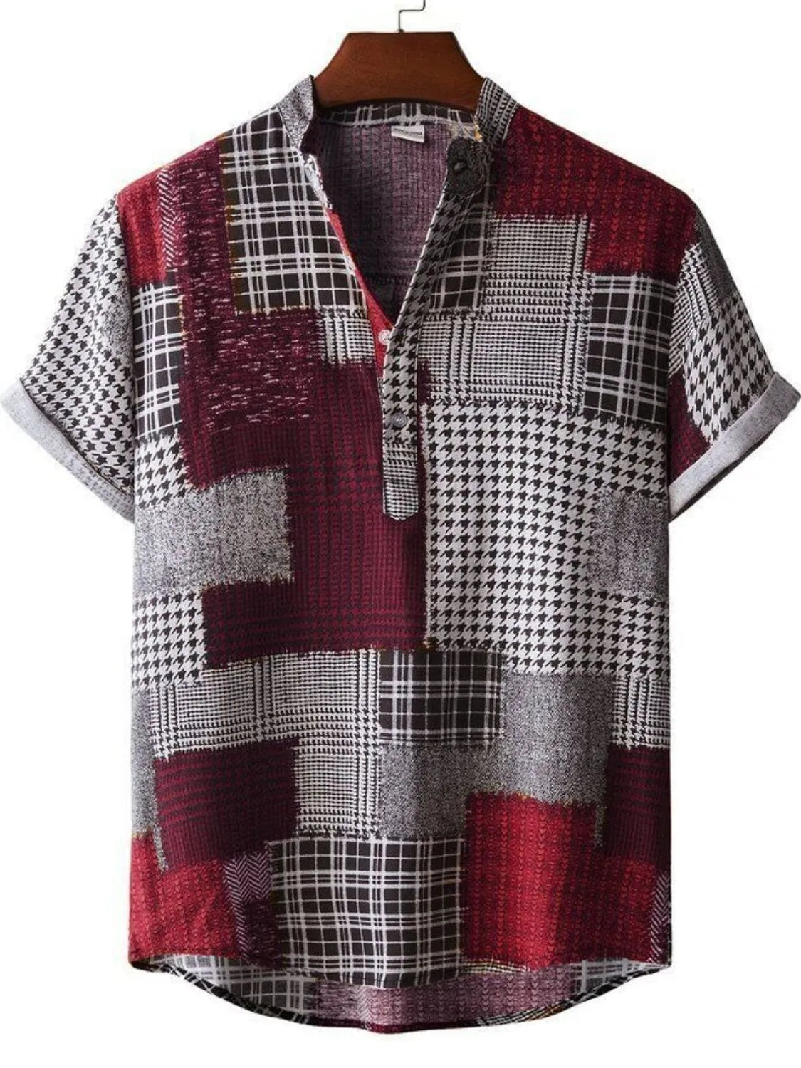 Men's Plus Size Printed Short Sleeve Casual Blouse