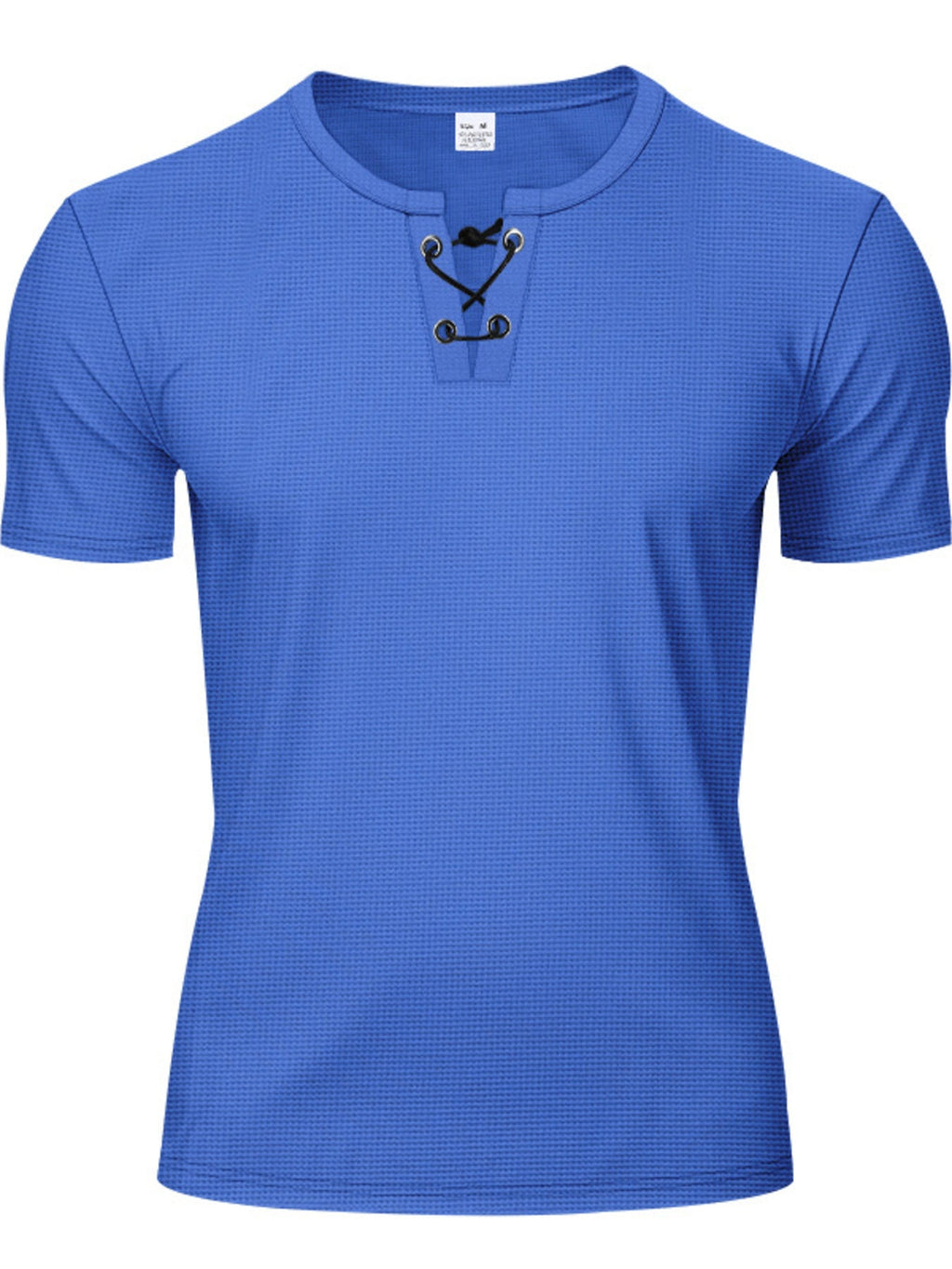 Men's Full Size Lace-Up Neck T-Shirt Plus Size