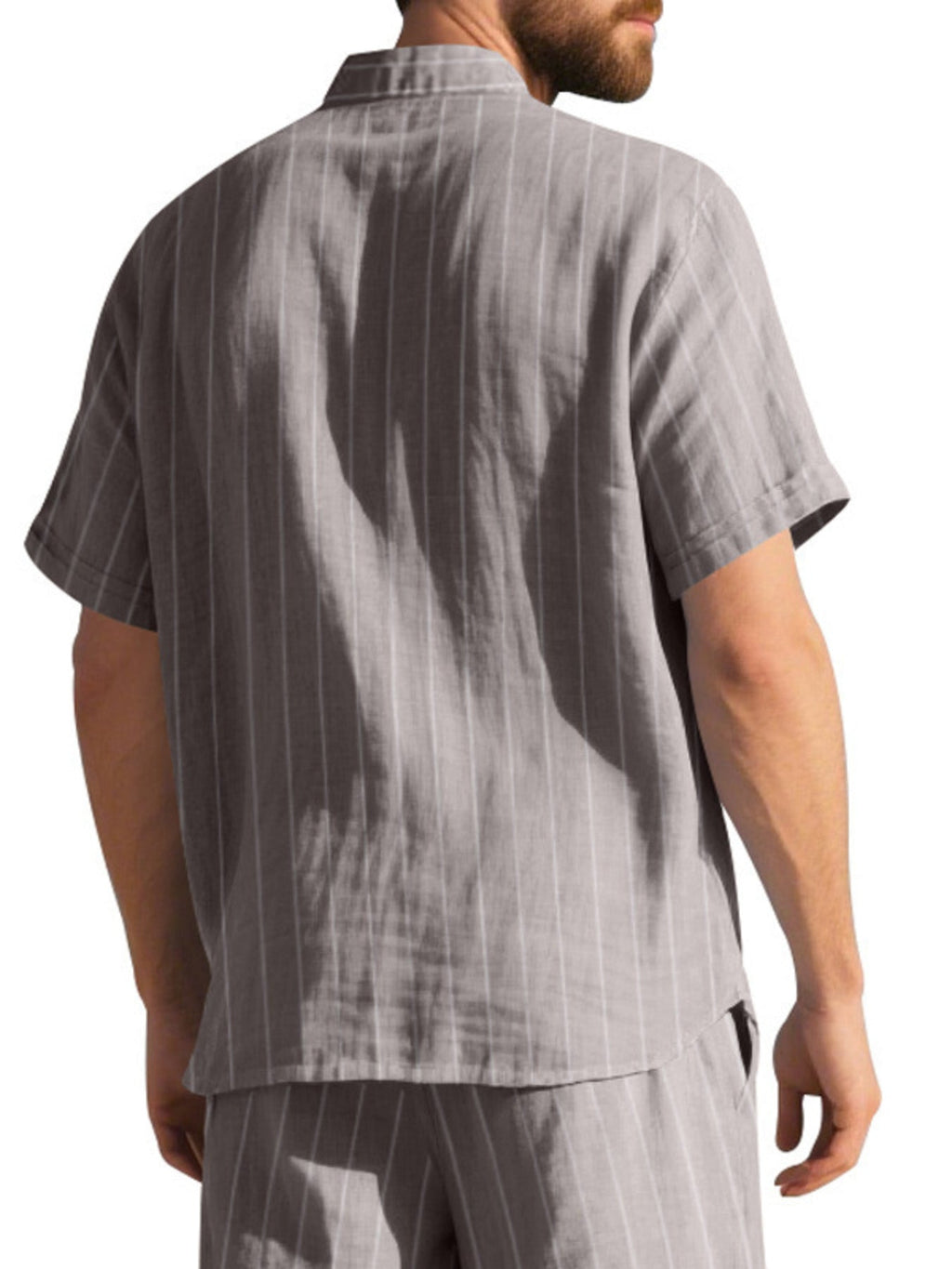 Men's Full Size Casual Striped Short Sleeve Shirt Plus Size