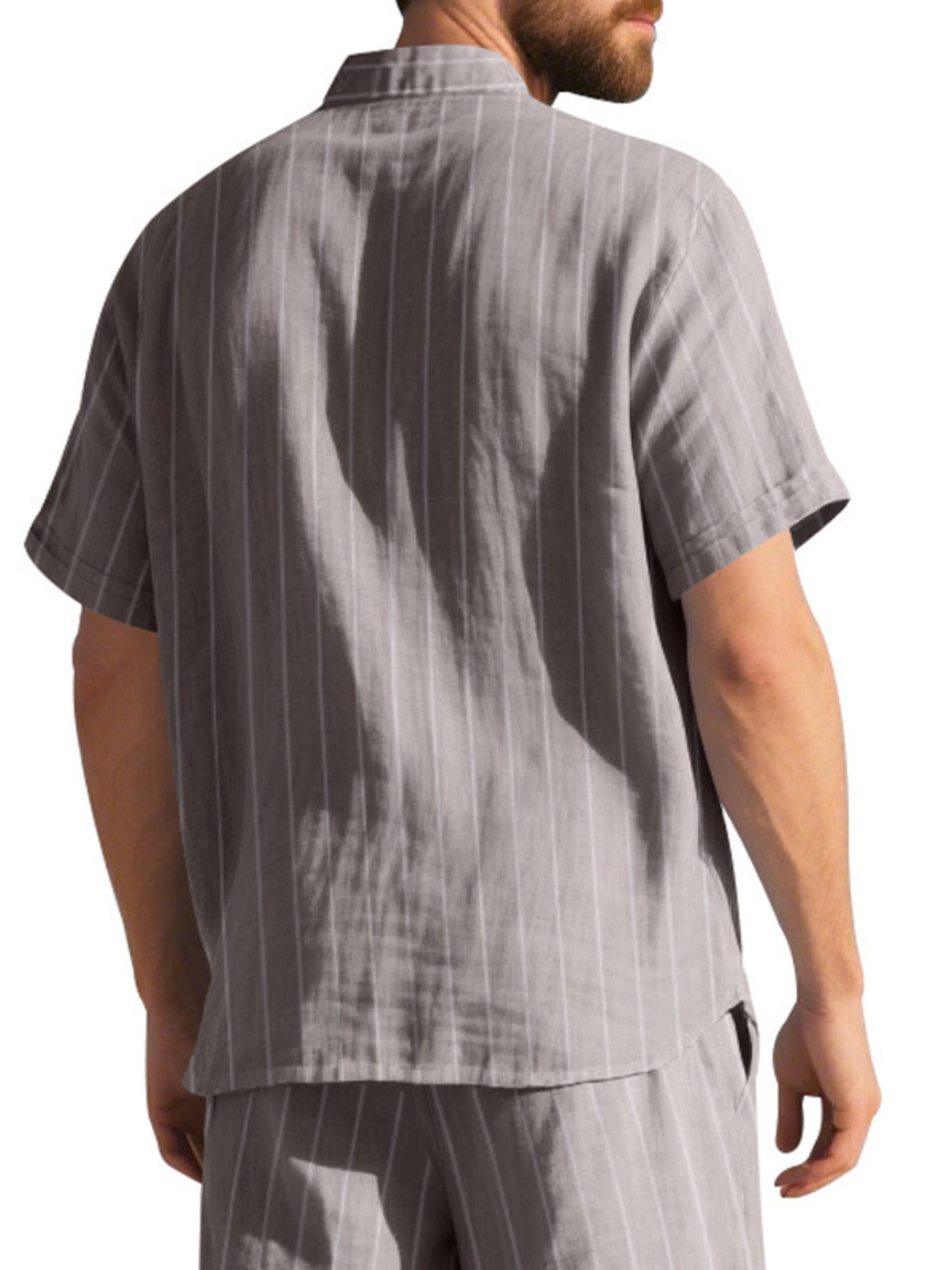Men's Full Size Casual Striped Short Sleeve Shirt Plus Size