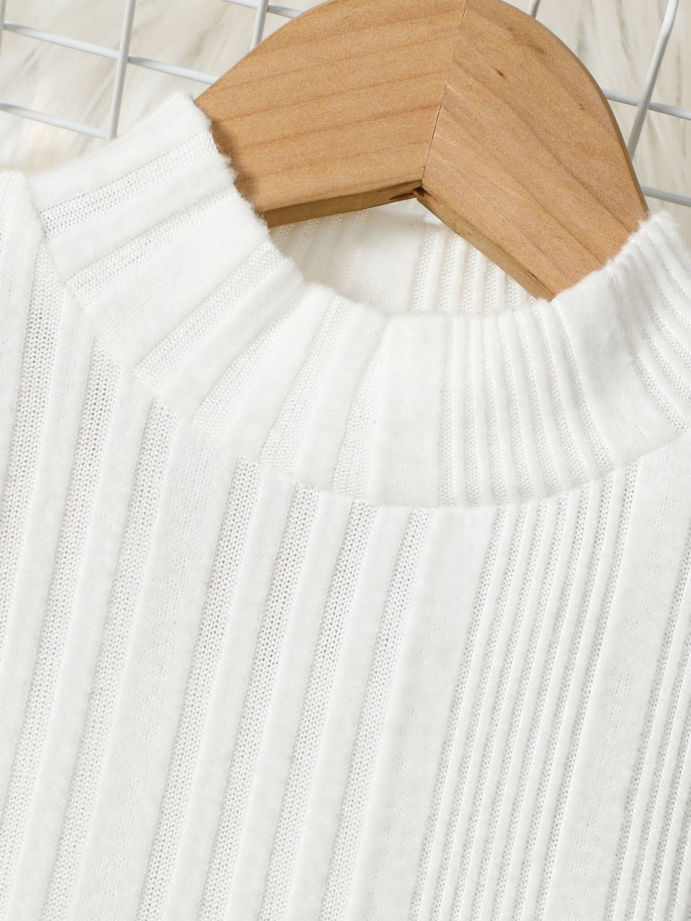 Children's Ribbed Knit Top and Leather Skirt Set