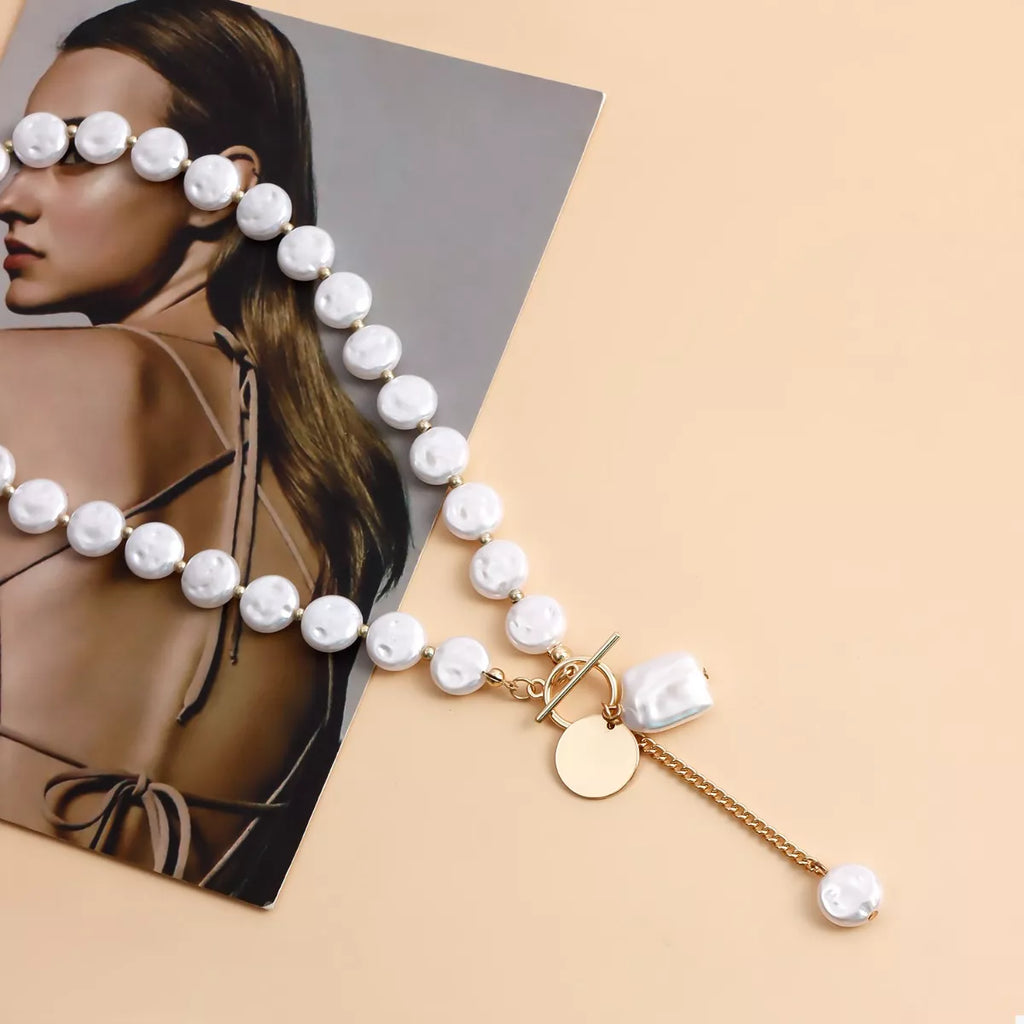 18K Gold-Plated Pearl Drop Necklace