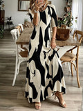 Abstract Print Casual Maxi Dress