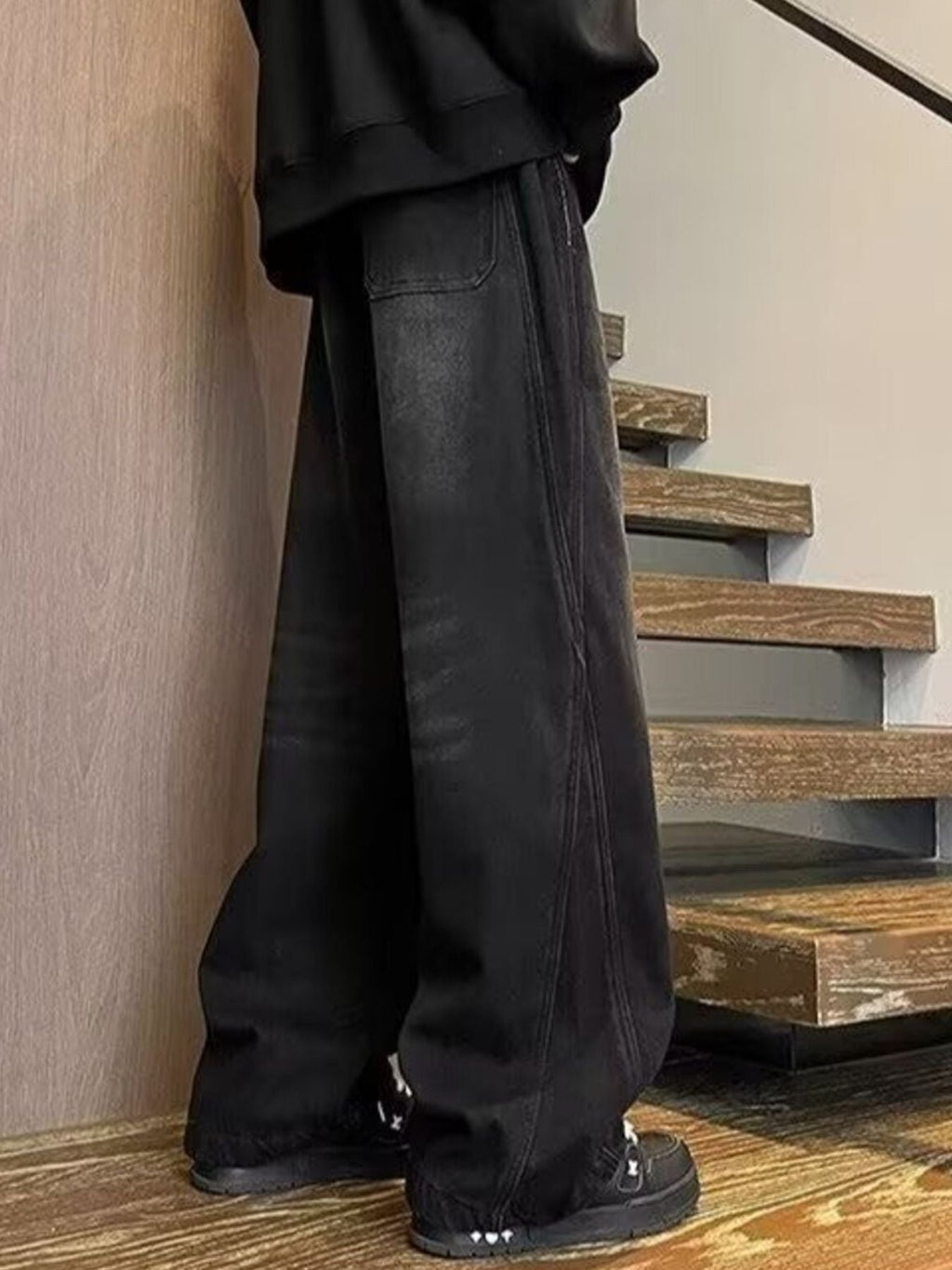 Men's Full Size Washed Wide Leg Jeans Plus Size