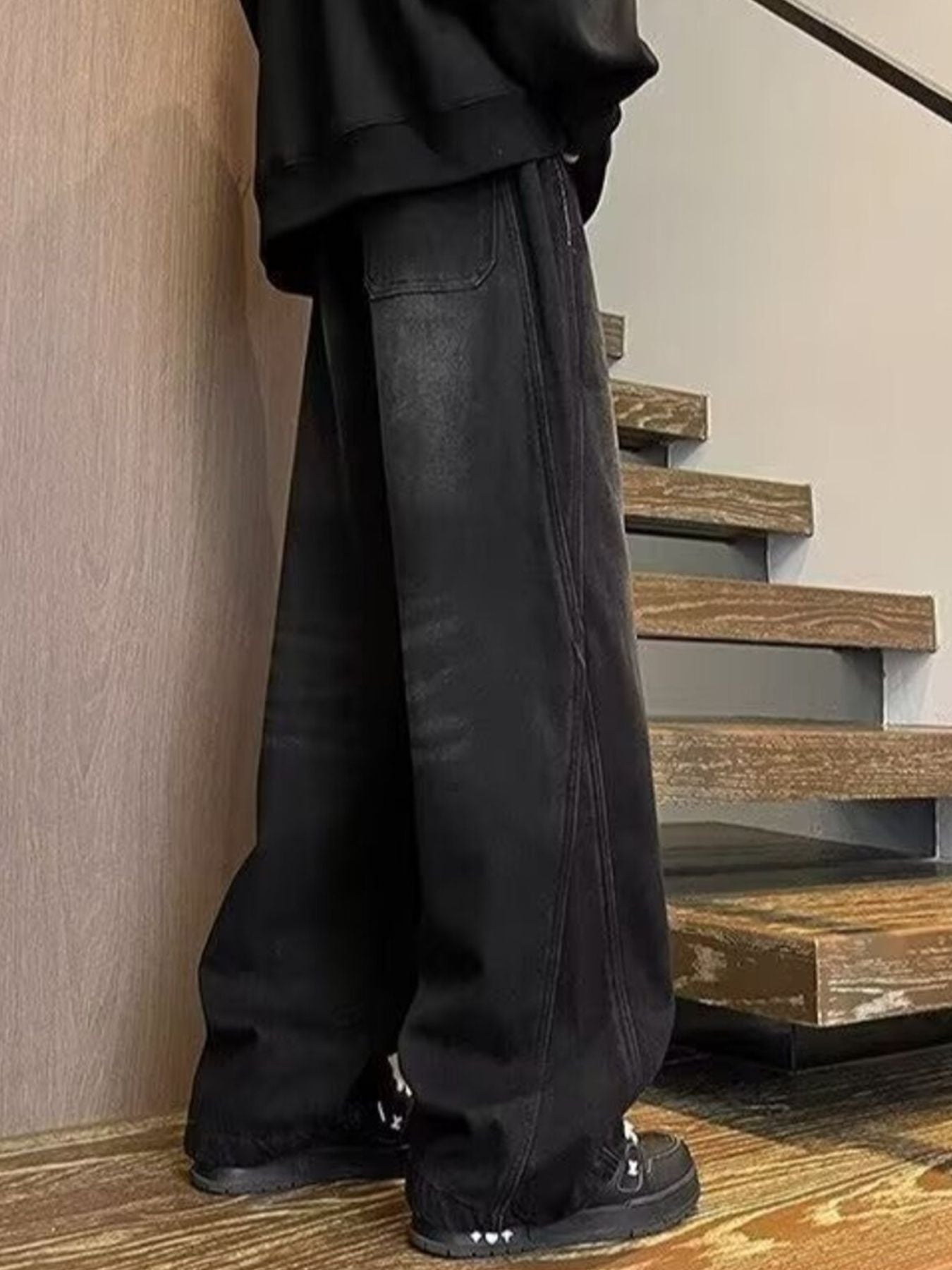 Men's Full Size Washed Wide Leg Jeans Plus Size