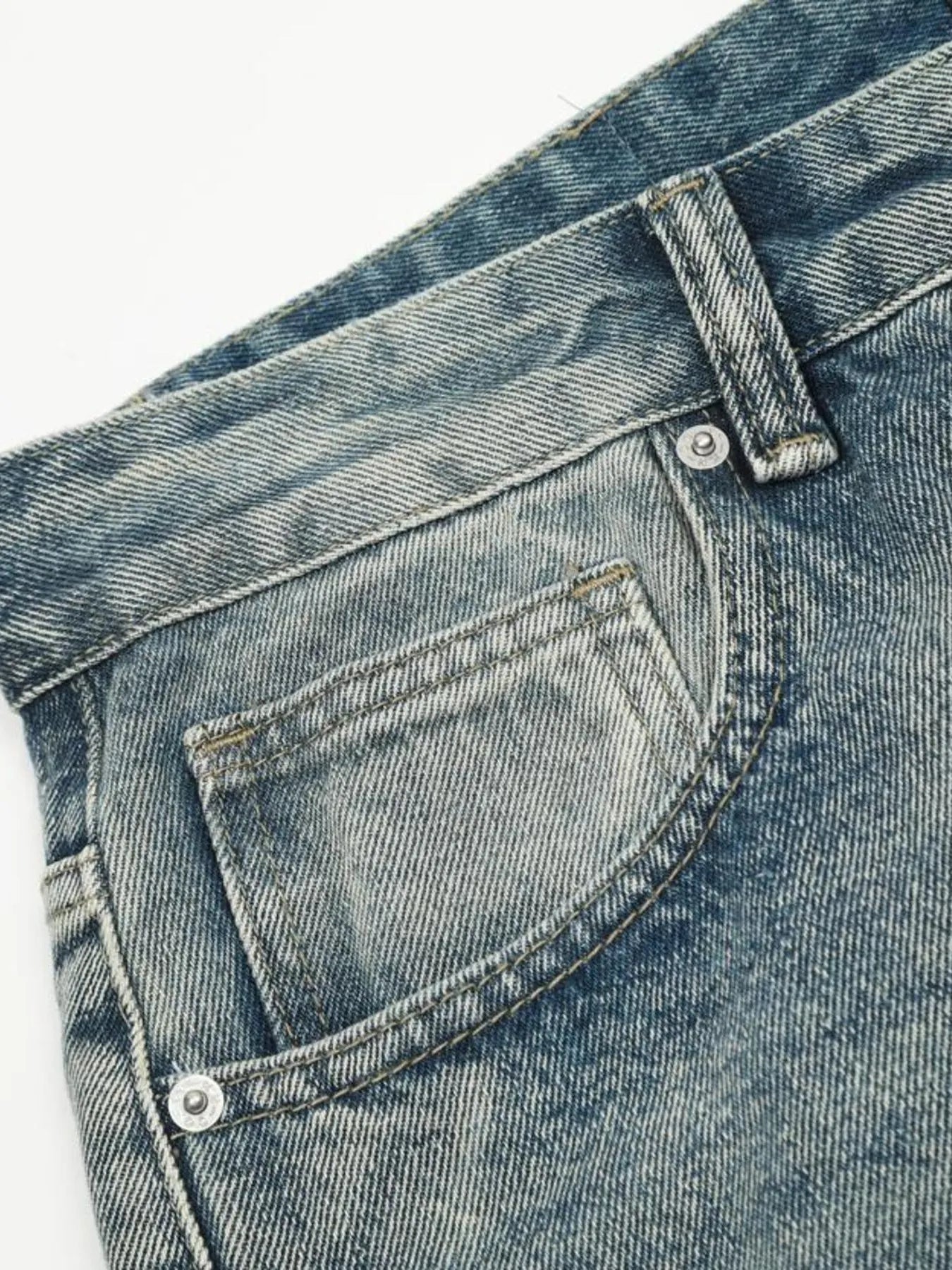 Men's Distressed Wide Leg Vintage Wash Jeans