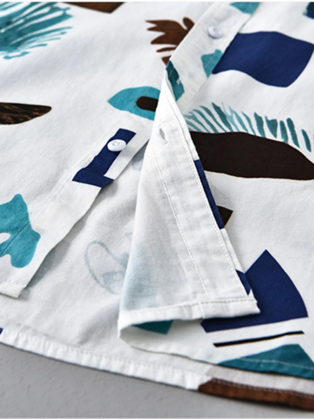 Men's Plus Size Printed Button Up Short Sleeve Shirt