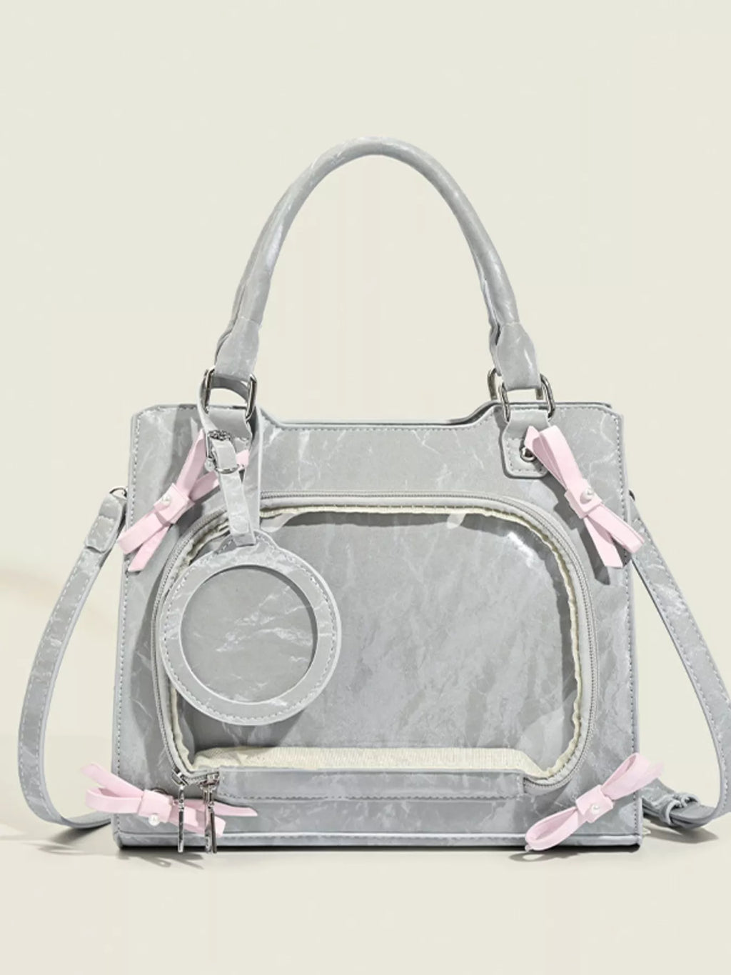 Clear Window Crossbody Bag with Bow Accents