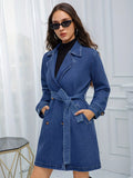 Belted Double-Breasted Denim Jacket