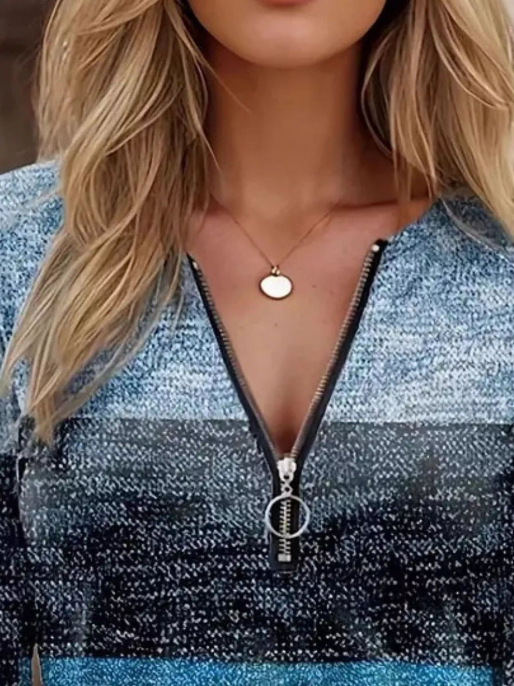 Quarter Zip Color Block Top