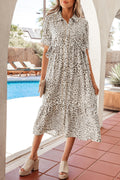 Leopard Print Button-Down Midi Dress