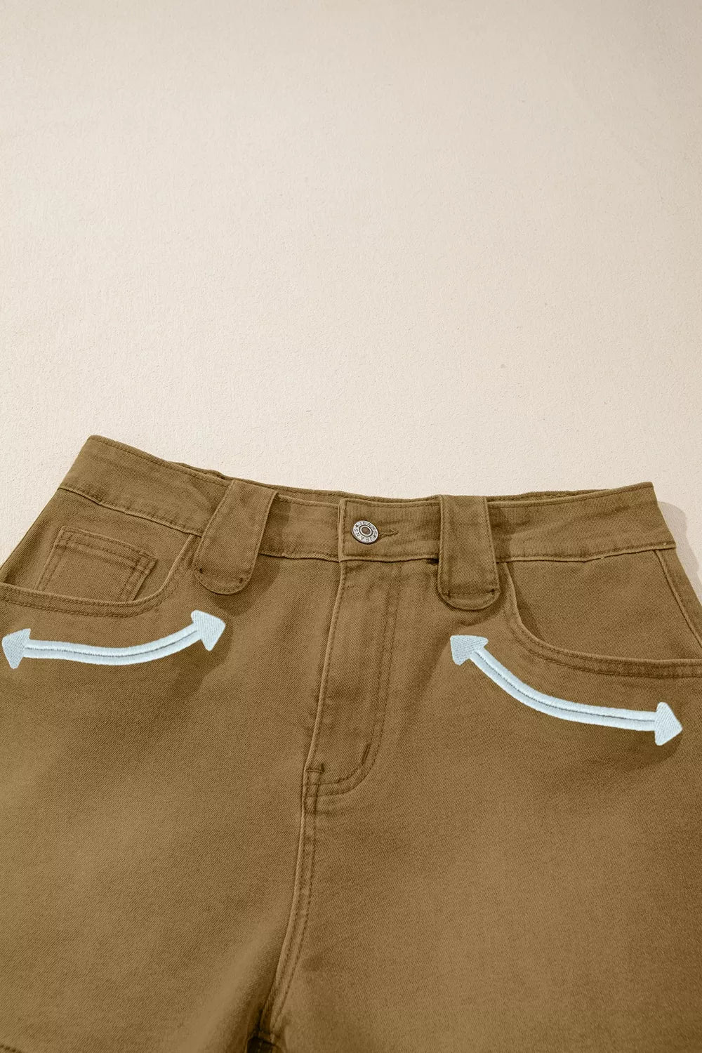 Contrast Arrow Detail Western Denim Shorts