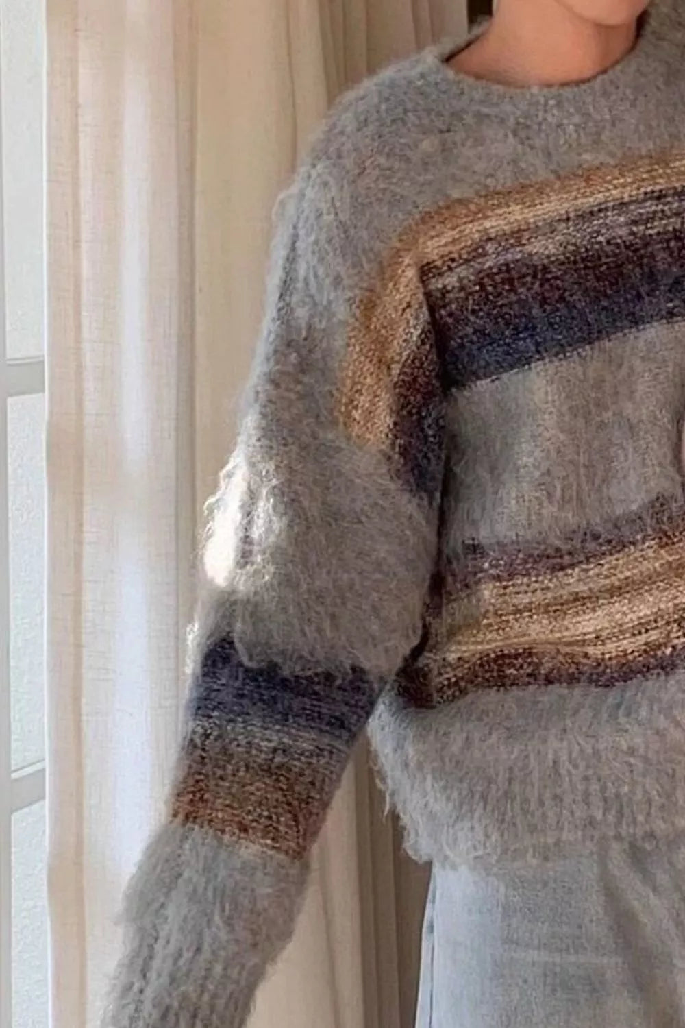 Men's Striped Round Neck Sweater