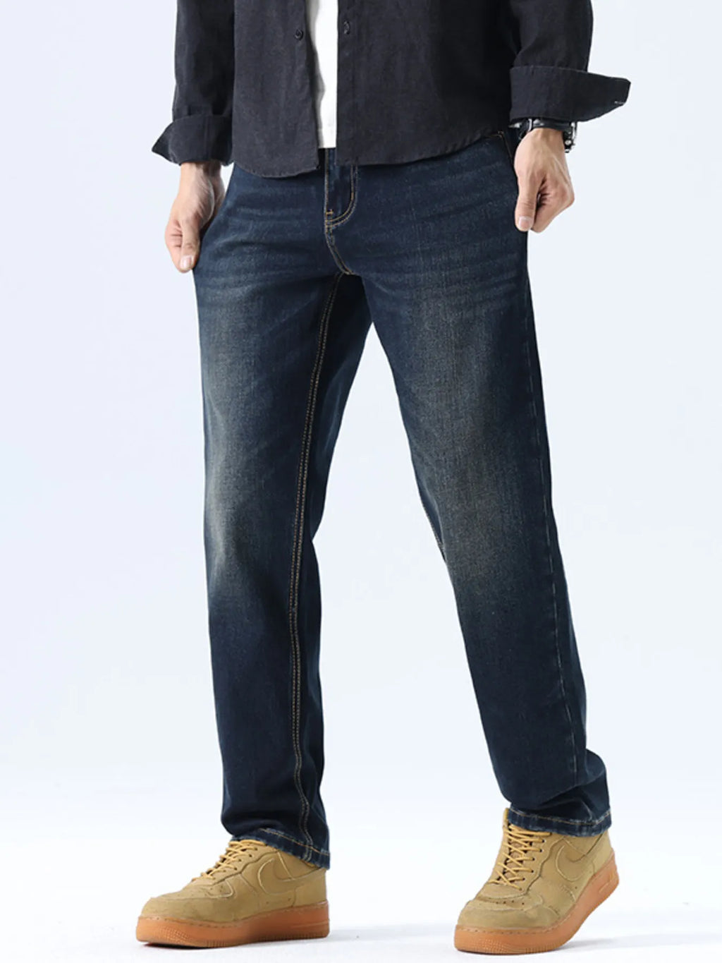 Men's Straight Leg Washed Jeans