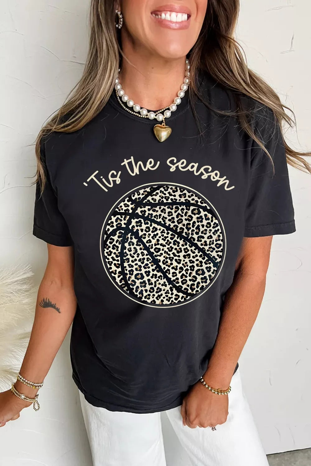 Leopard Basketball Graphic Crew Neck Tee