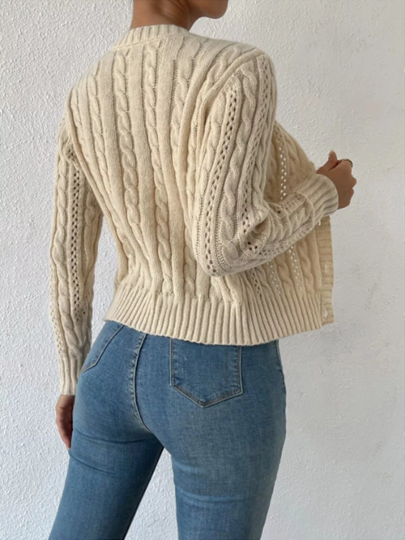 Cable Knit Button-Up Cardigan