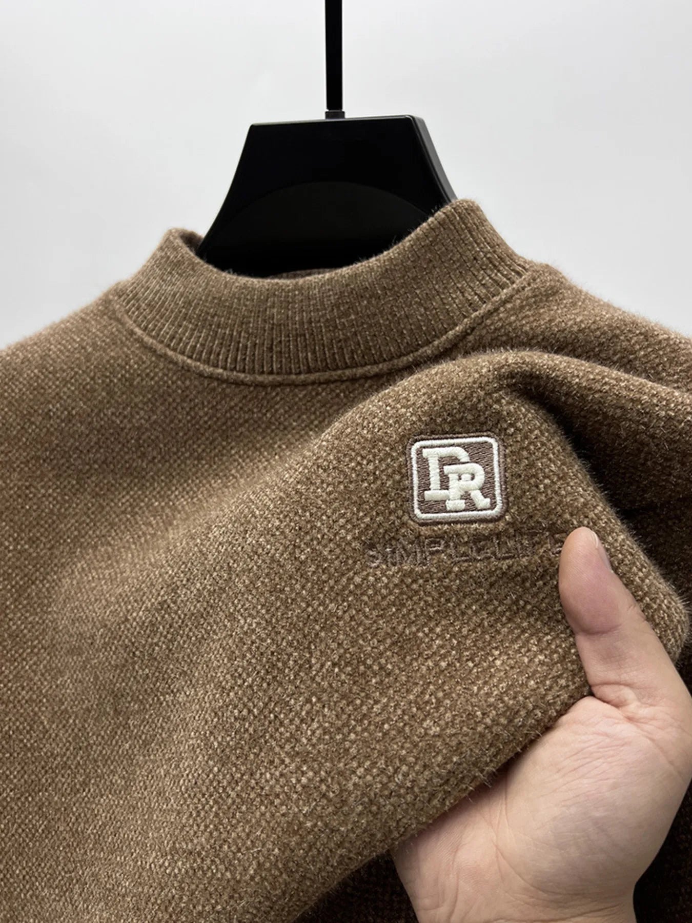 Men's Plus Size Ribbed Hem Long Sleeve Sweater