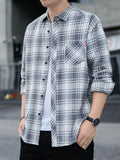 Men's Plus Size Plaid Button Up Long Sleeve Shirt